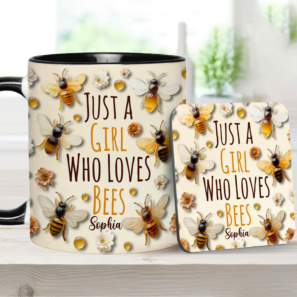 Einfach ein Mädchen, das Bienen liebt – personalisierte Tasse mit Bienenmotiv
