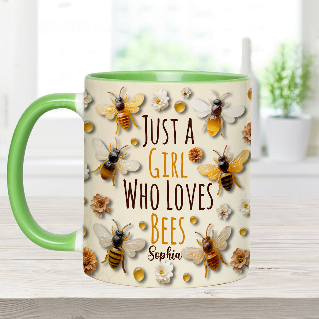Einfach ein Mädchen, das Bienen liebt – personalisierte Tasse mit Bienenmotiv