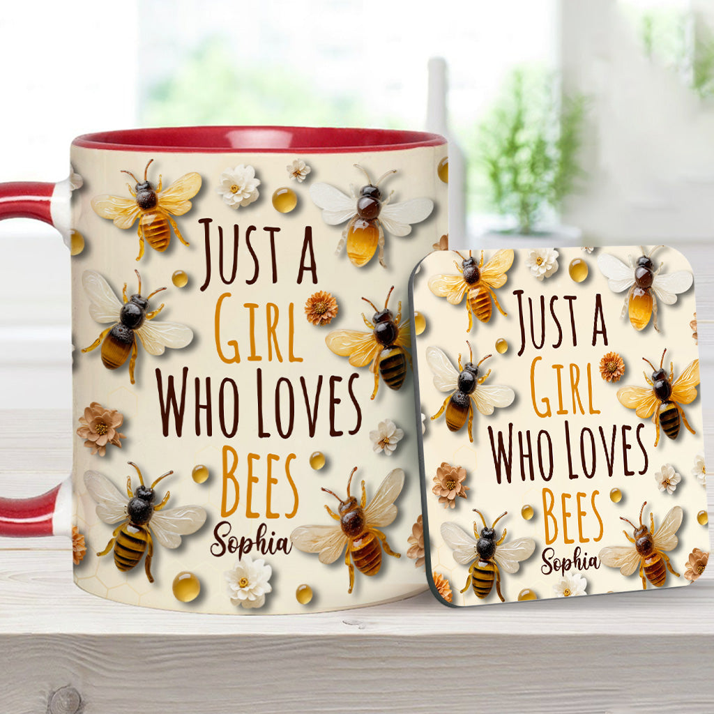 Einfach ein Mädchen, das Bienen liebt – personalisierte Tasse mit Bienenmotiv