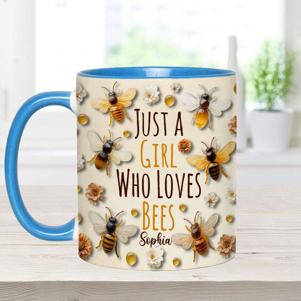 Einfach ein Mädchen, das Bienen liebt – personalisierte Tasse mit Bienenmotiv