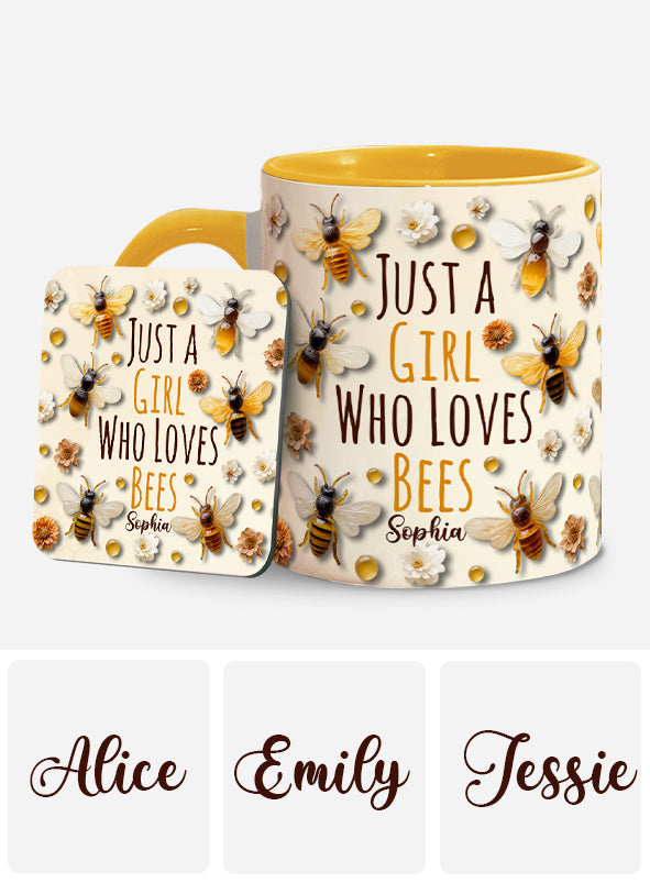 Einfach ein Mädchen, das Bienen liebt – personalisierte Tasse mit Bienenmotiv