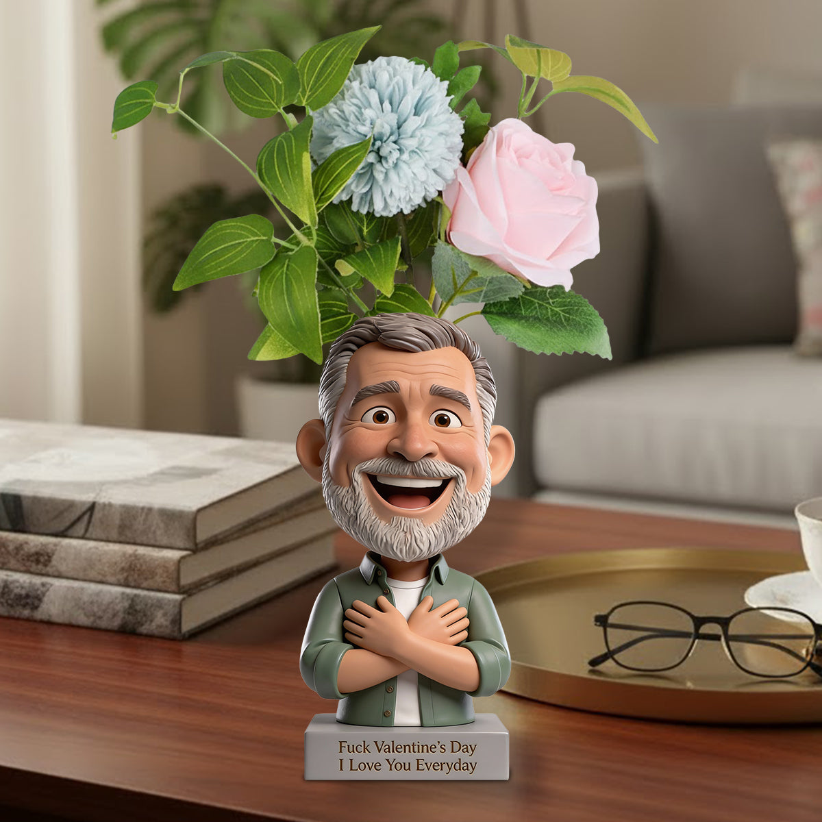 Scheiß auf den Valentinstag – Personalisierte Acryl-Blumenvase in Pärchenform