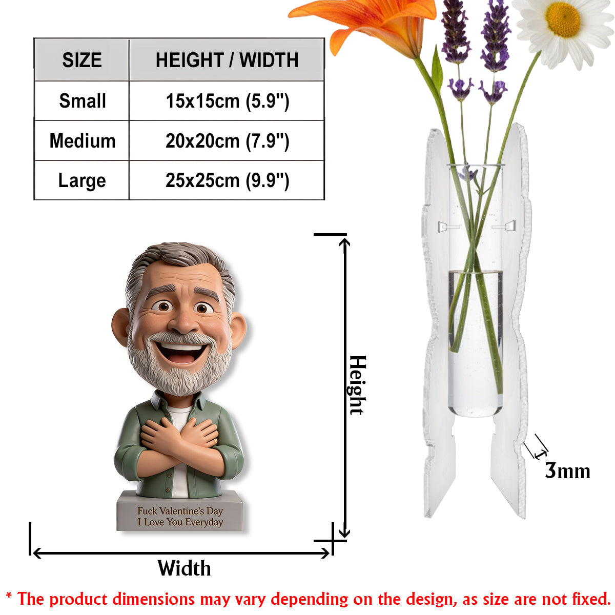 Scheiß auf den Valentinstag – Personalisierte Acryl-Blumenvase in Pärchenform