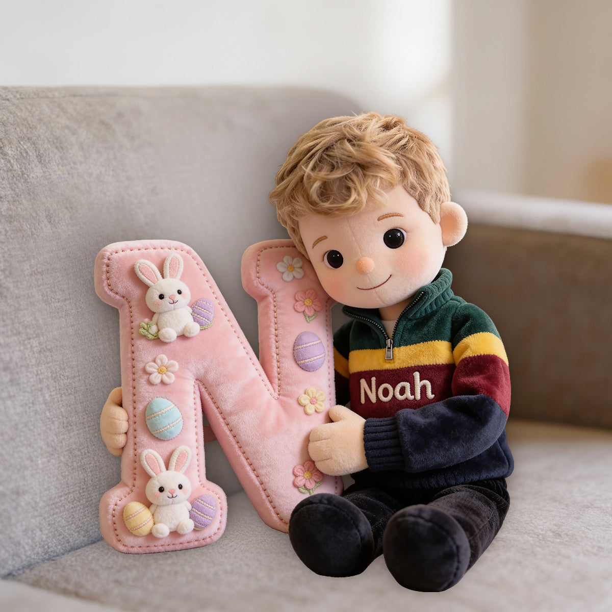 Custom Any Photo - Easter Day - Personalized Kid Premium Faux Fur Pillow