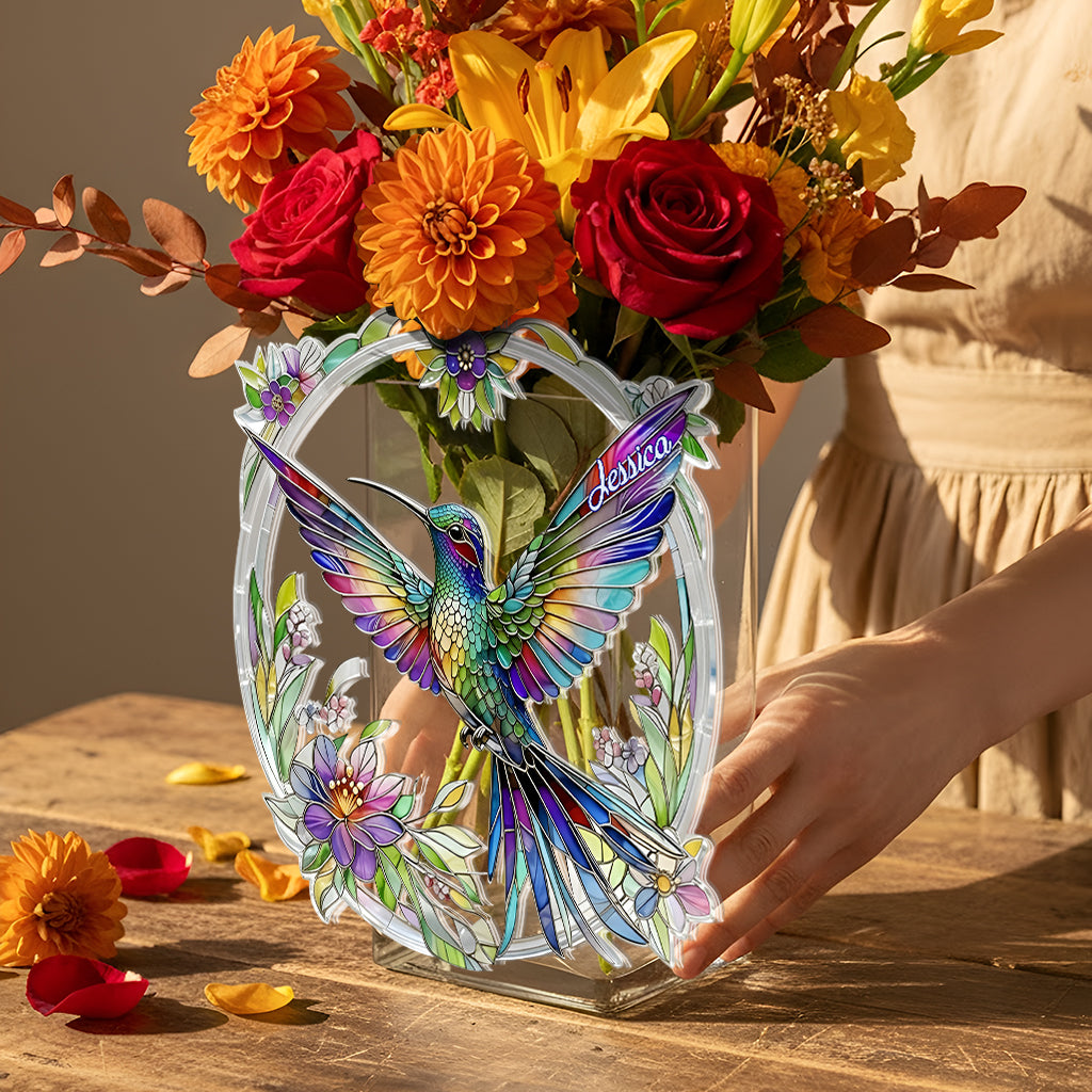 Stunning Humming Bird - Personalized Hummingbird Acrylic Pot