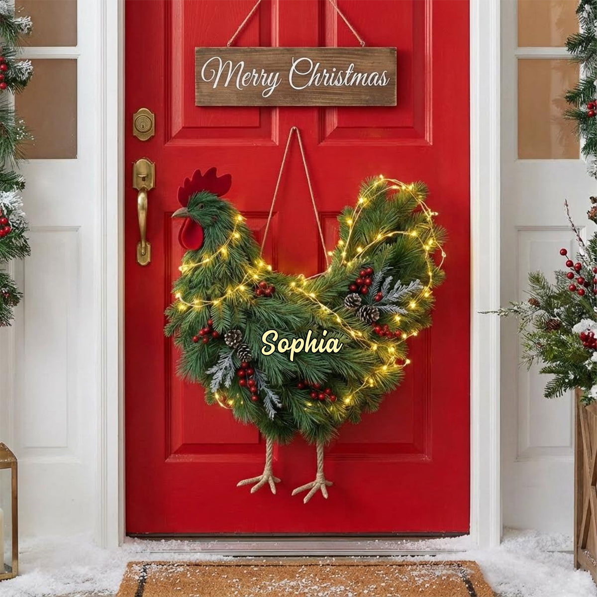 Chicken Wreath - Personalized Chicken LED Light Acrylic Sign