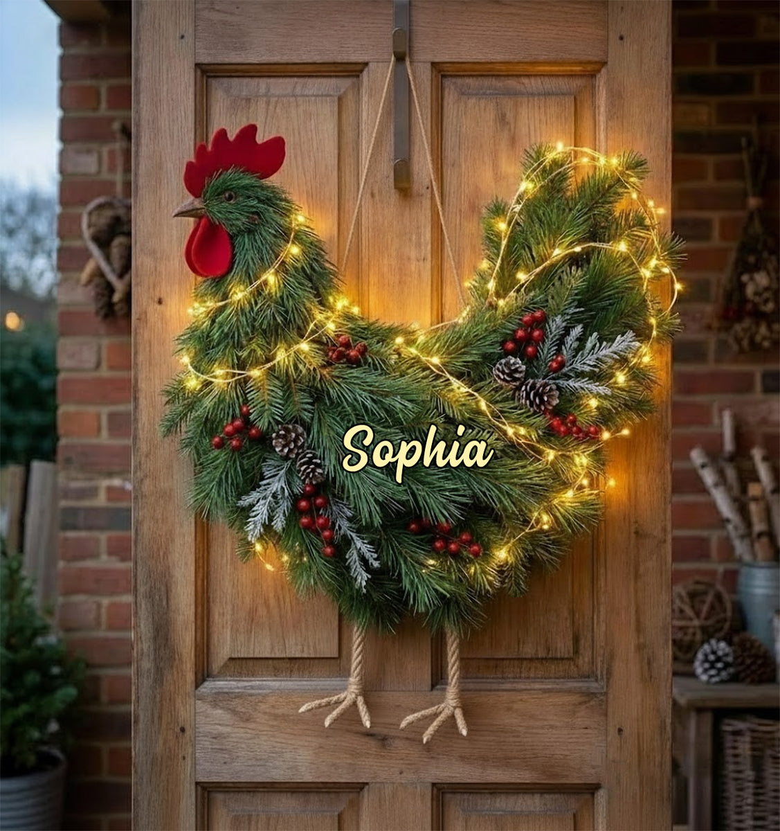 Chicken Wreath - Personalized Chicken LED Light Acrylic Sign