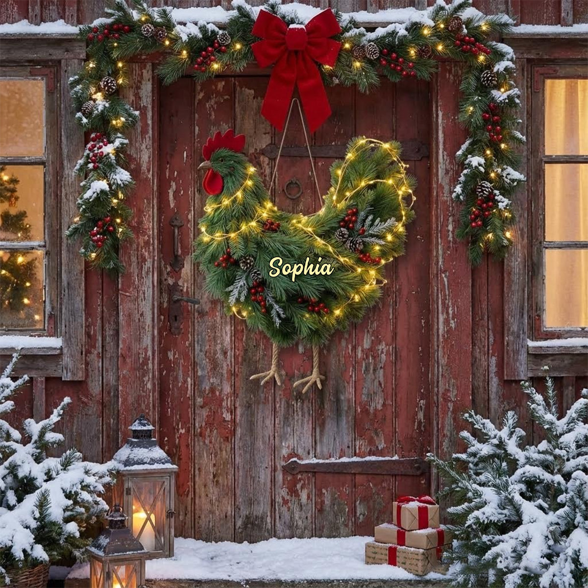 Chicken Wreath - Personalized Chicken LED Light Acrylic Sign