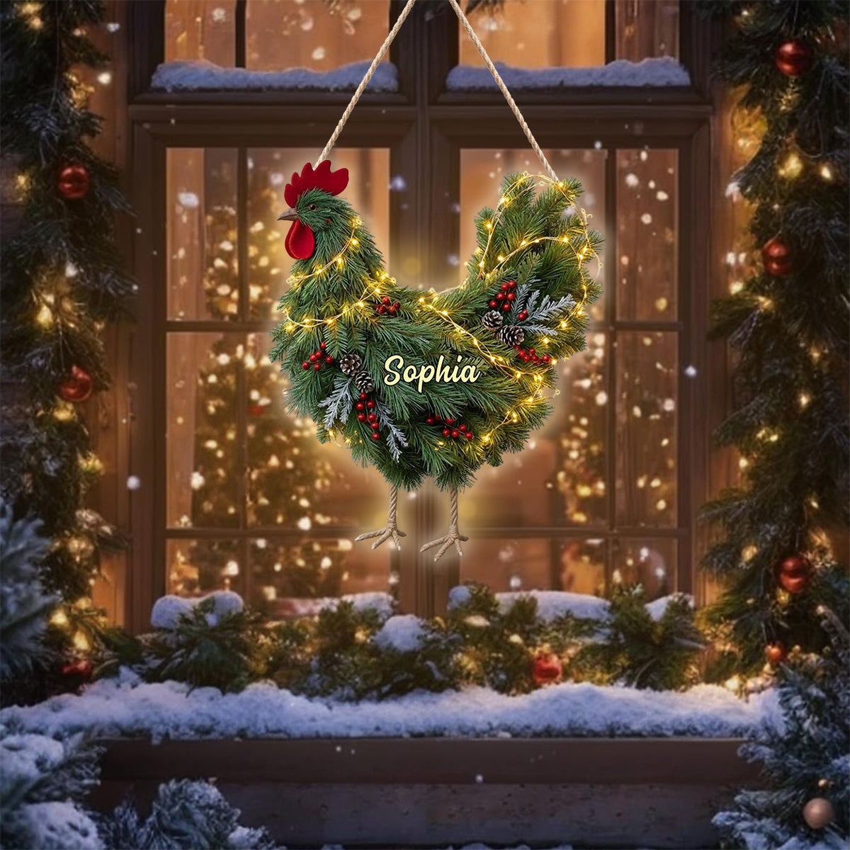Chicken Wreath - Personalized Chicken LED Light Acrylic Sign