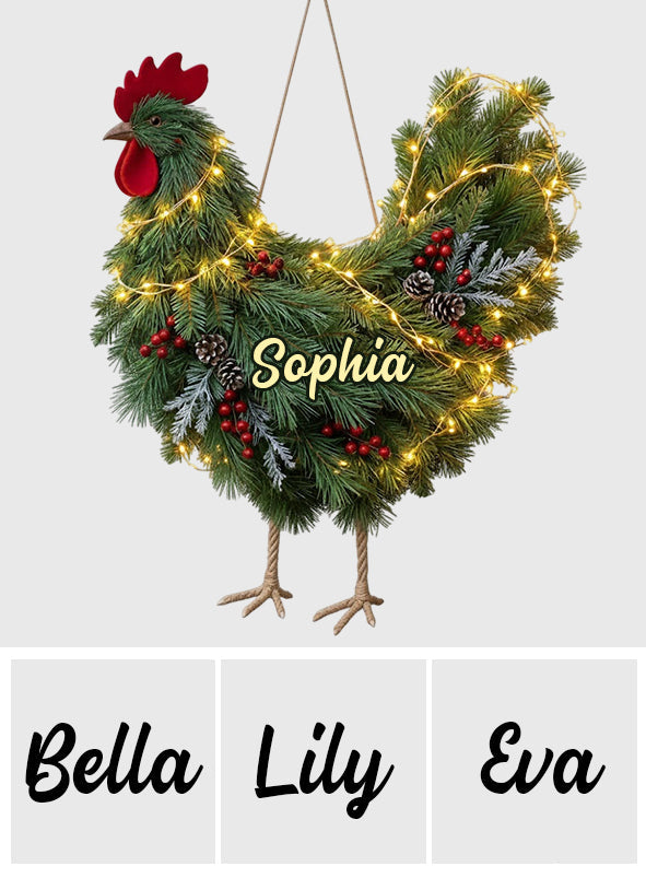 Chicken Wreath - Personalized Chicken LED Light Acrylic Sign