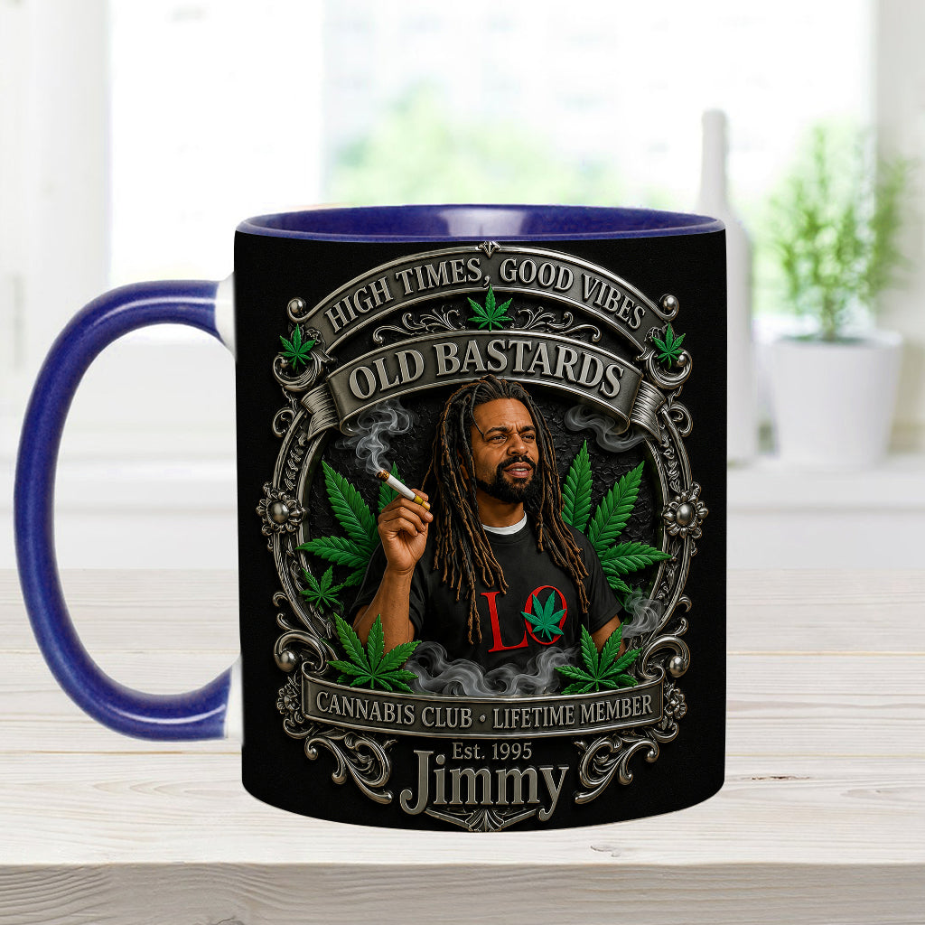 Old Bastards Cannabis Club Lebenslanges Mitglied - Personalisierte Weed Akzent Tasse & Untersetzer