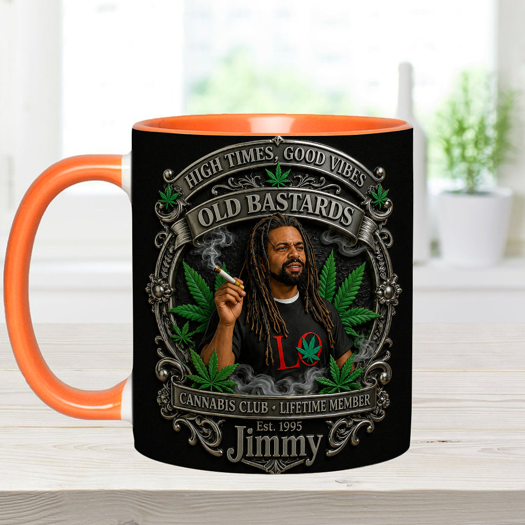 Old Bastards Cannabis Club Lebenslanges Mitglied - Personalisierte Weed Akzent Tasse & Untersetzer