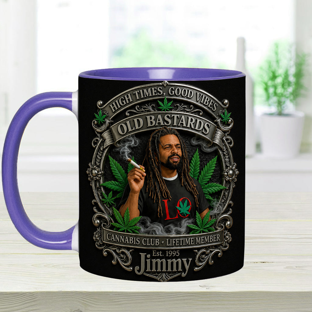 Old Bastards Cannabis Club Lebenslanges Mitglied - Personalisierte Weed Akzent Tasse & Untersetzer