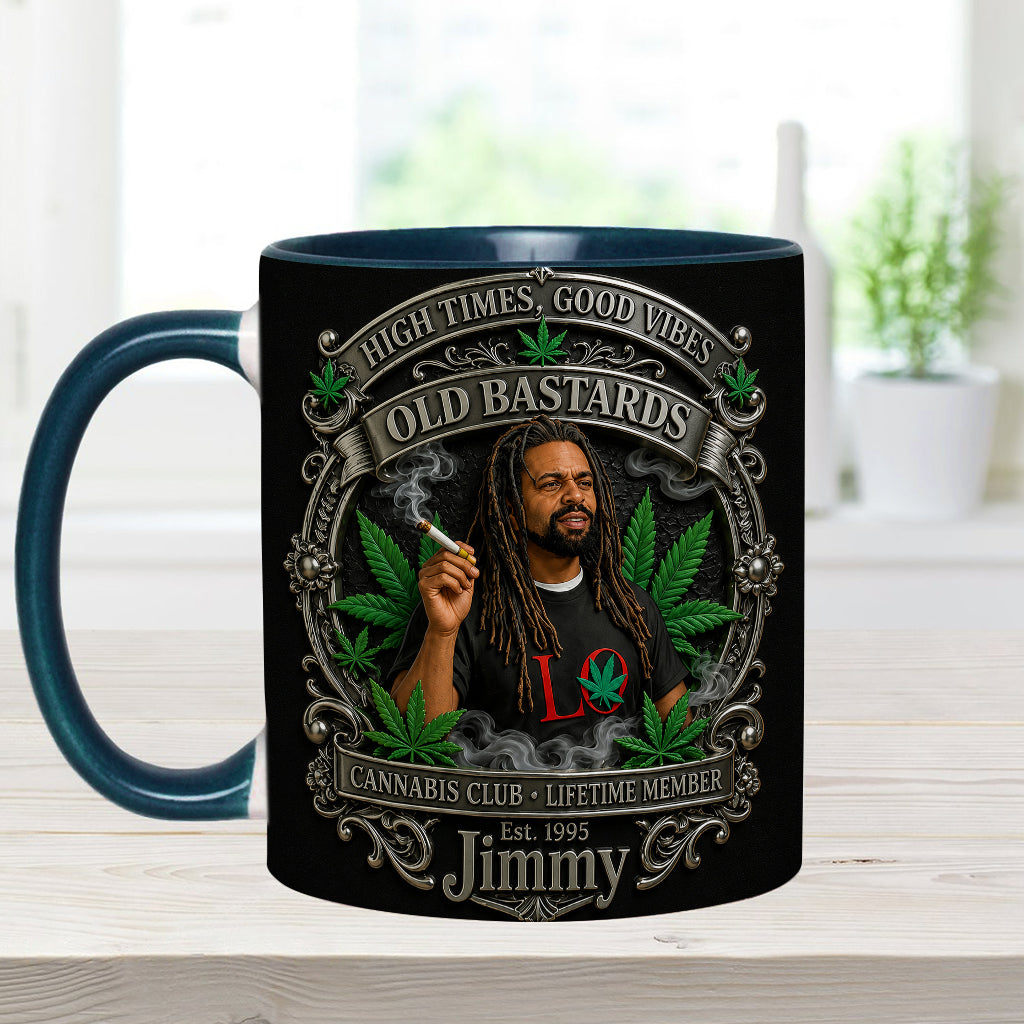 Old Bastards Cannabis Club Lebenslanges Mitglied - Personalisierte Weed Akzent Tasse & Untersetzer