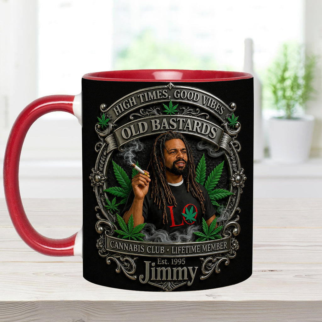Old Bastards Cannabis Club Lebenslanges Mitglied - Personalisierte Weed Akzent Tasse & Untersetzer