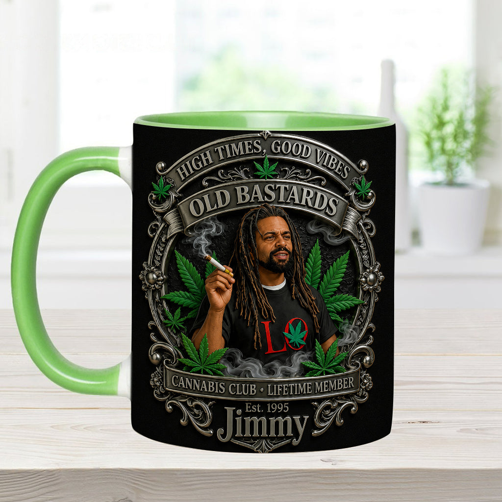 Old Bastards Cannabis Club Lebenslanges Mitglied - Personalisierte Weed Akzent Tasse & Untersetzer