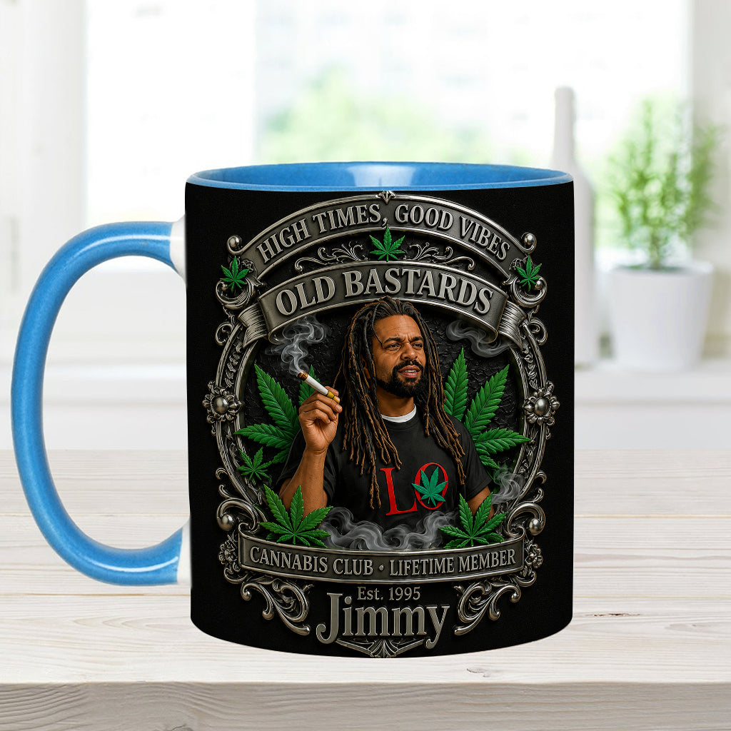 Old Bastards Cannabis Club Lebenslanges Mitglied - Personalisierte Weed Akzent Tasse & Untersetzer