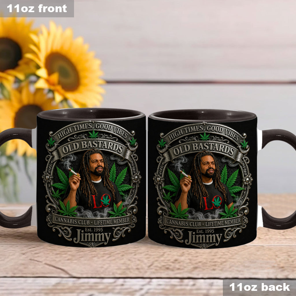Old Bastards Cannabis Club Lebenslanges Mitglied - Personalisierte Weed Akzent Tasse & Untersetzer