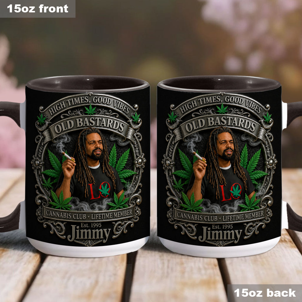 Old Bastards Cannabis Club Lebenslanges Mitglied - Personalisierte Weed Akzent Tasse & Untersetzer
