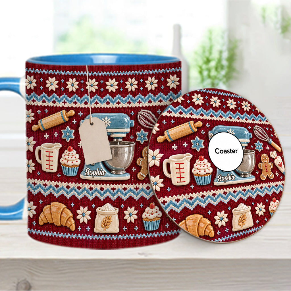 Ugly Pattern Love Baking - Personalized Baking Accent Mug & Coaster