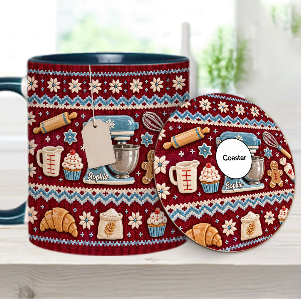 Ugly Pattern Love Baking - Personalized Baking Accent Mug & Coaster