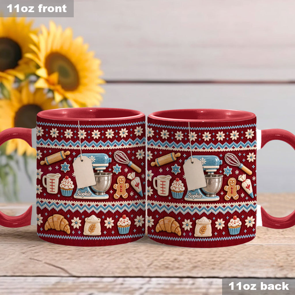 Ugly Pattern Love Baking - Personalized Baking Accent Mug & Coaster