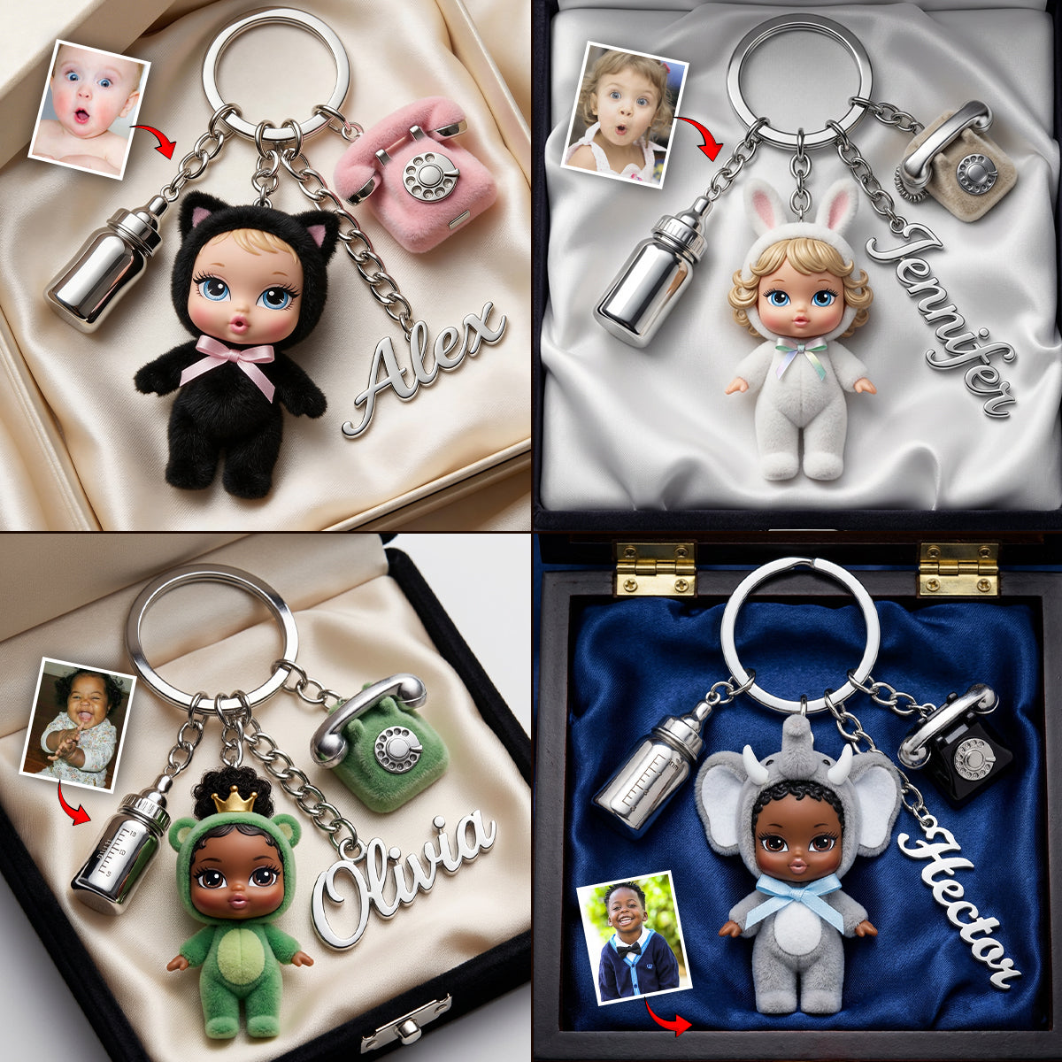 Y2K Animal Doll - Personalized Kid Keychain With Charms