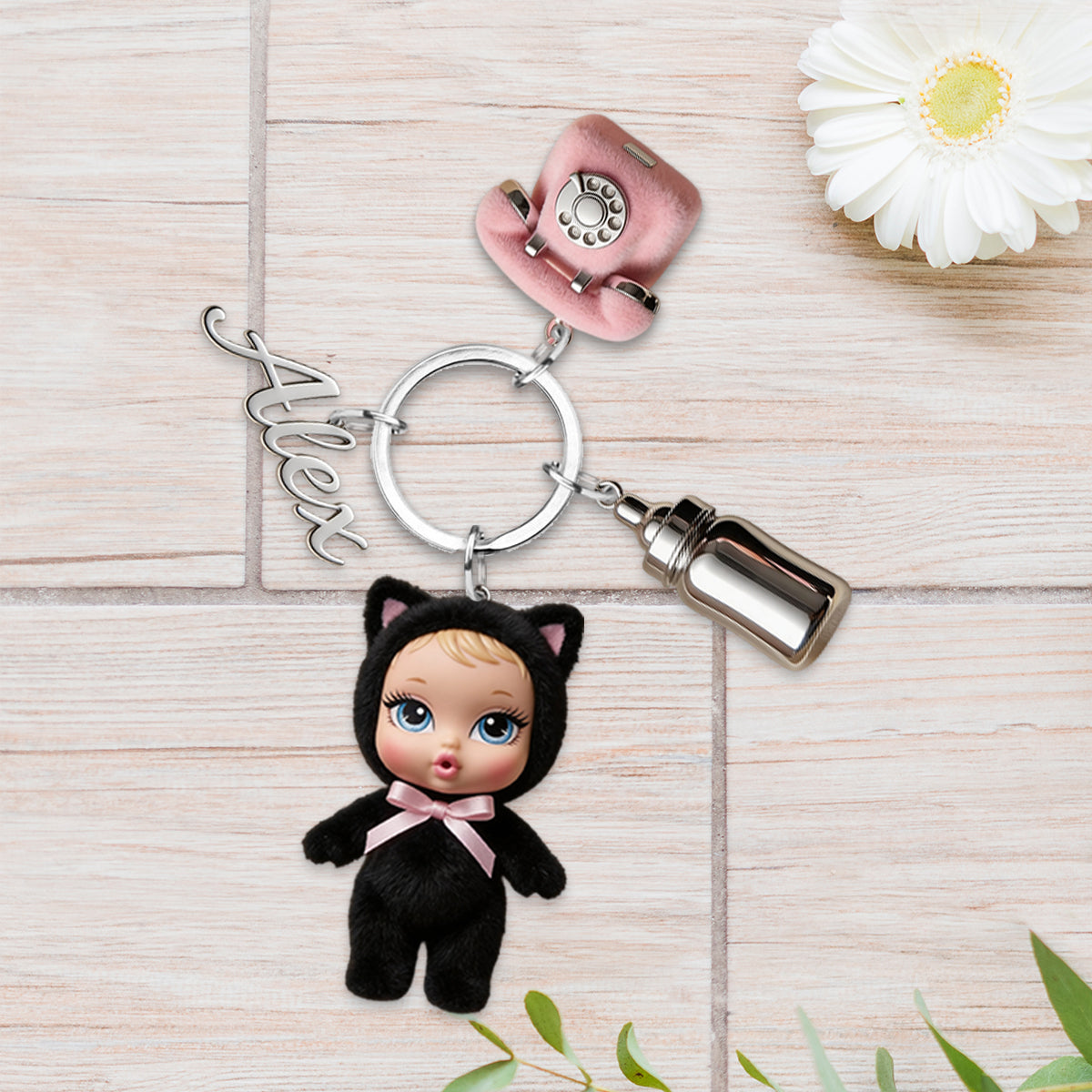 Y2K Animal Doll - Personalized Kid Keychain With Charms