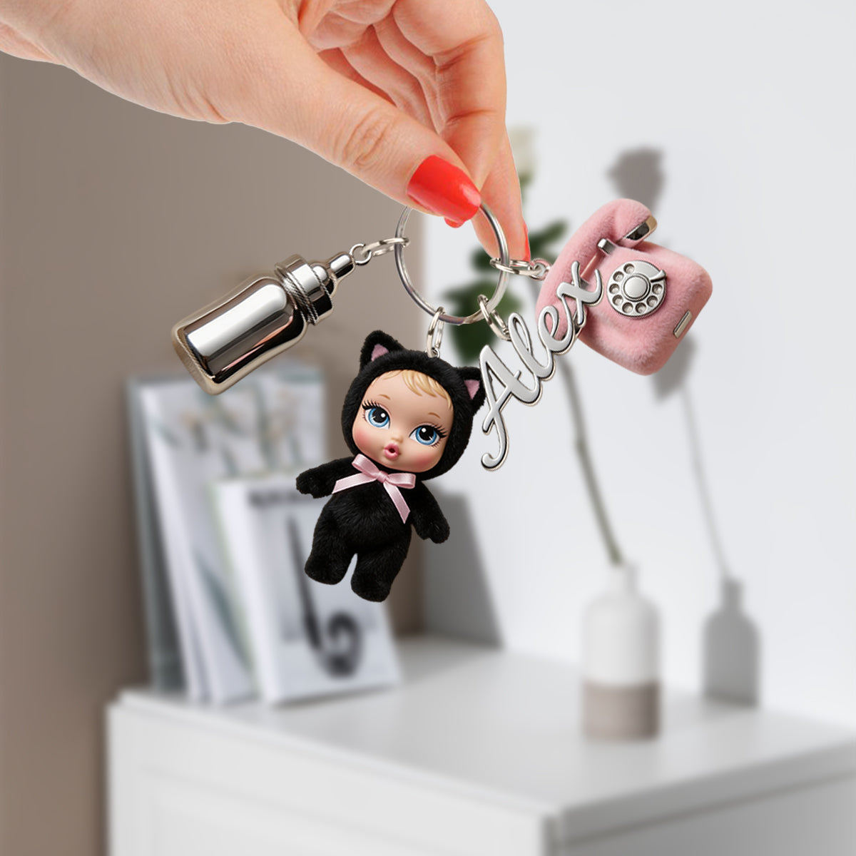 Y2K Animal Doll - Personalized Kid Keychain With Charms