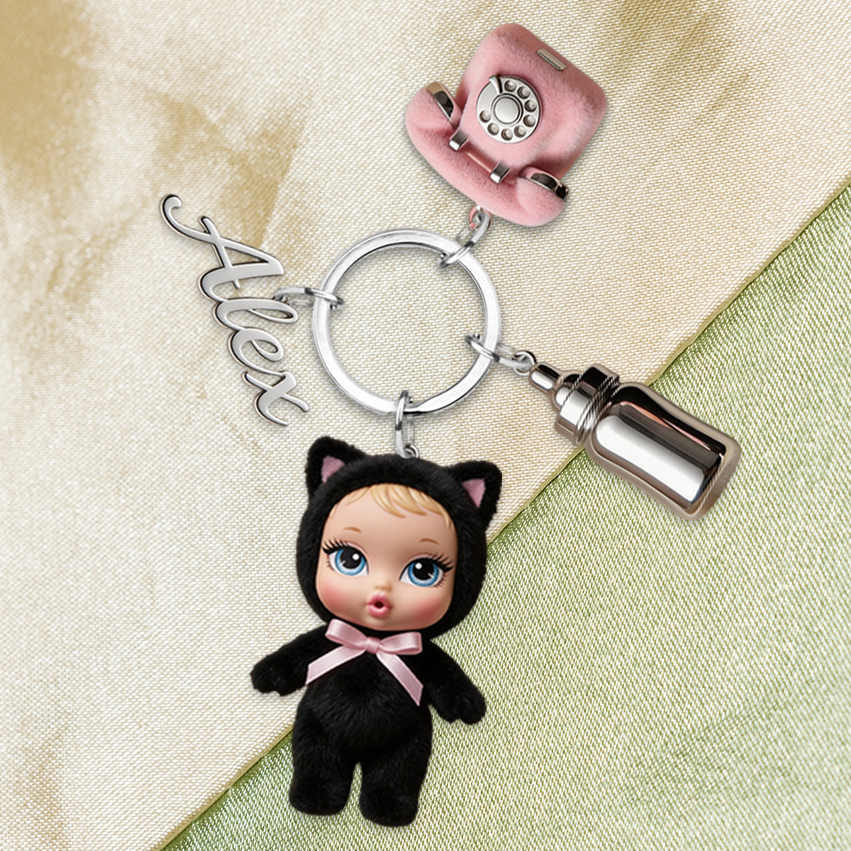 Y2K Animal Doll - Personalized Kid Keychain With Charms