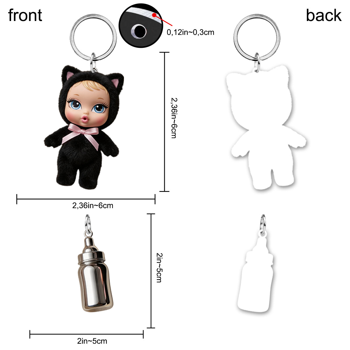 Y2K Animal Doll - Personalized Kid Keychain With Charms