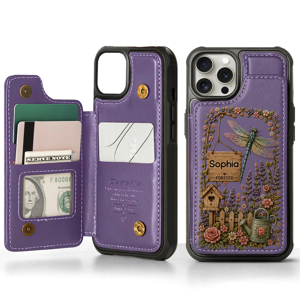 Humingbird, Dragonfly - Personalized Gardening Wallet Phone Case