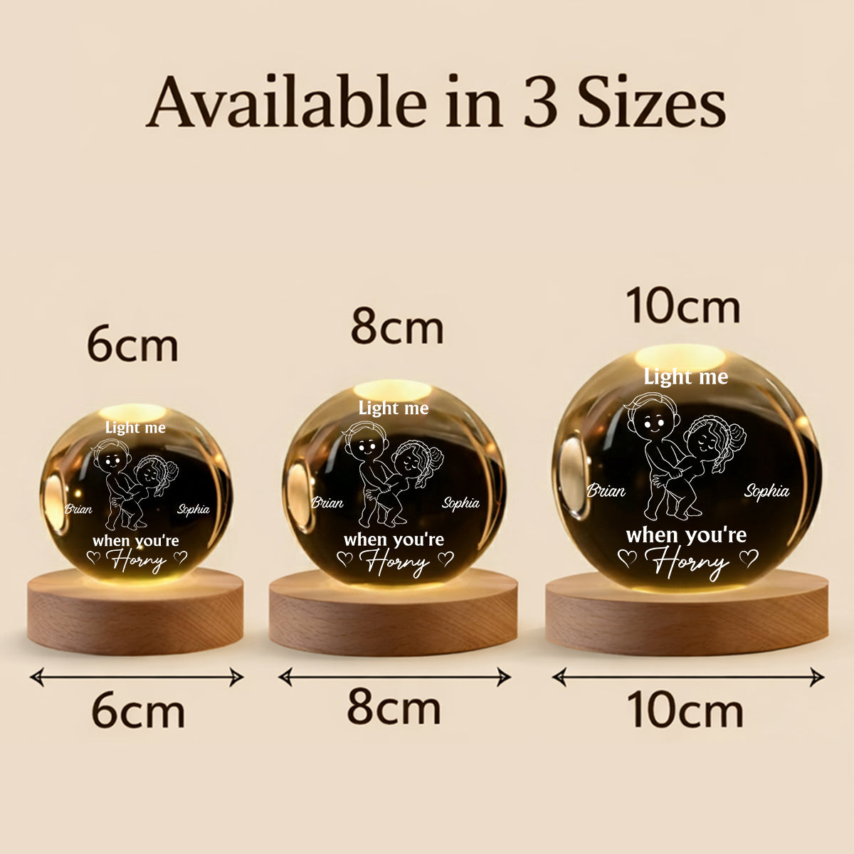 Leuchte mich an, wenn du geil bist – Personalisierte, pikante Kristallkugel-Nachtlampe für Paare