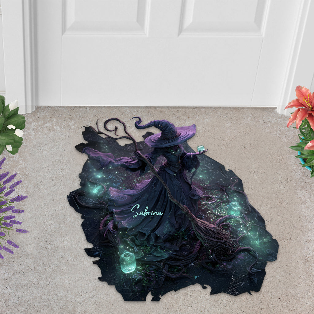 Beautiful Witch - Personalized Witch Shaped Doormat/ Rug