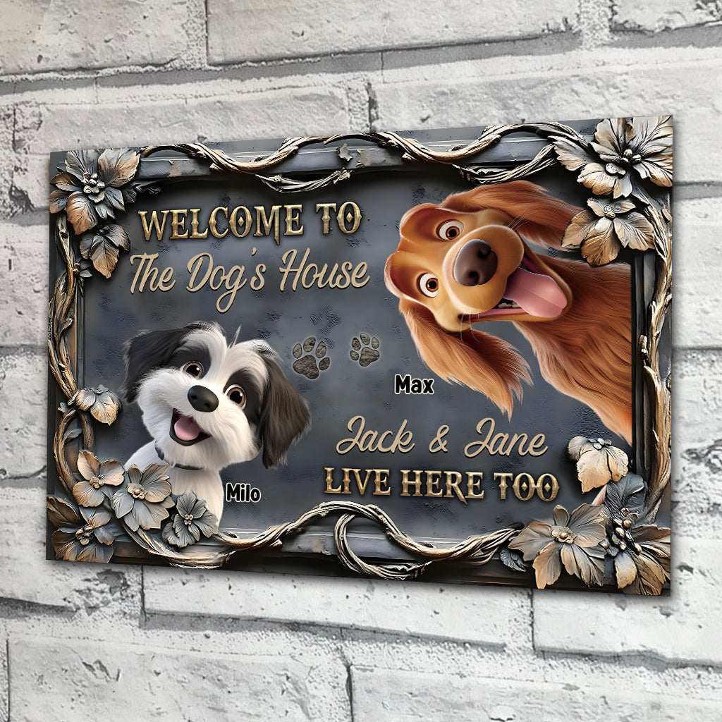 Willkommen im Hundehaus – Personalisiertes rechteckiges Metallschild für Hunde