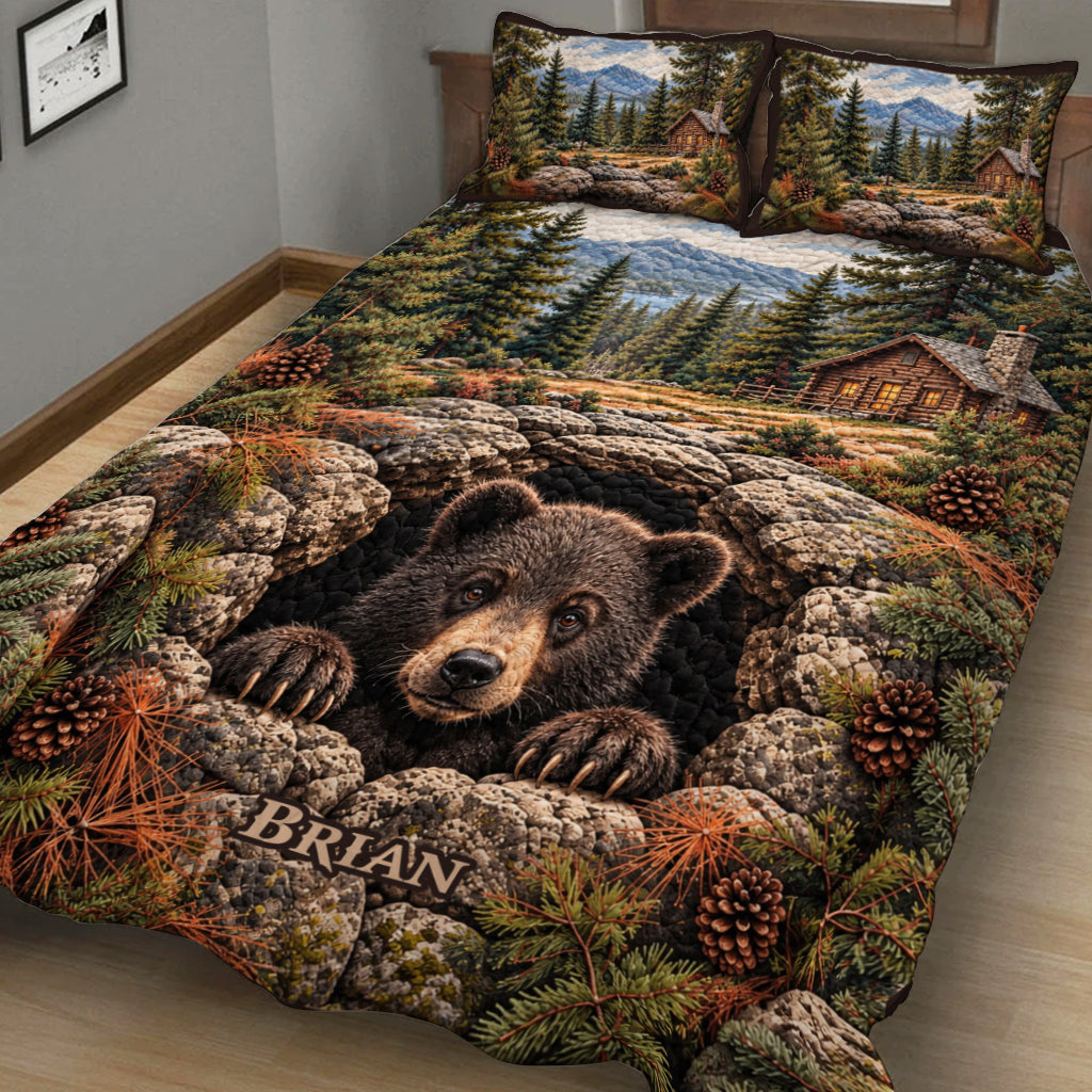Mountain Bear - Personalized Bear Quilt Set