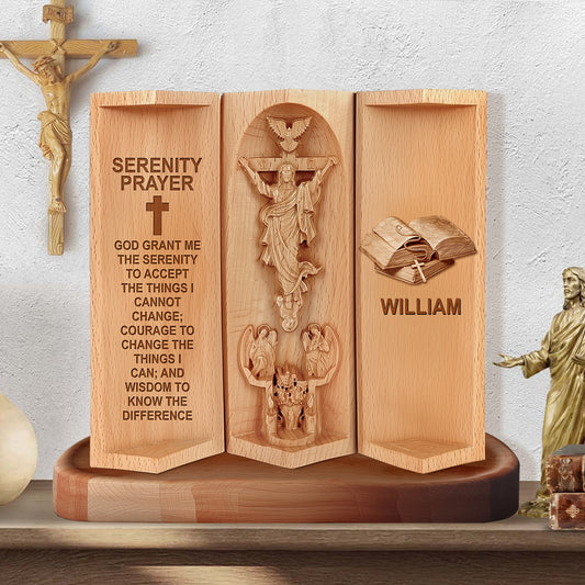 Gelassenheitsgebet – Personalisierte christliche Holzplakette in individueller Form
