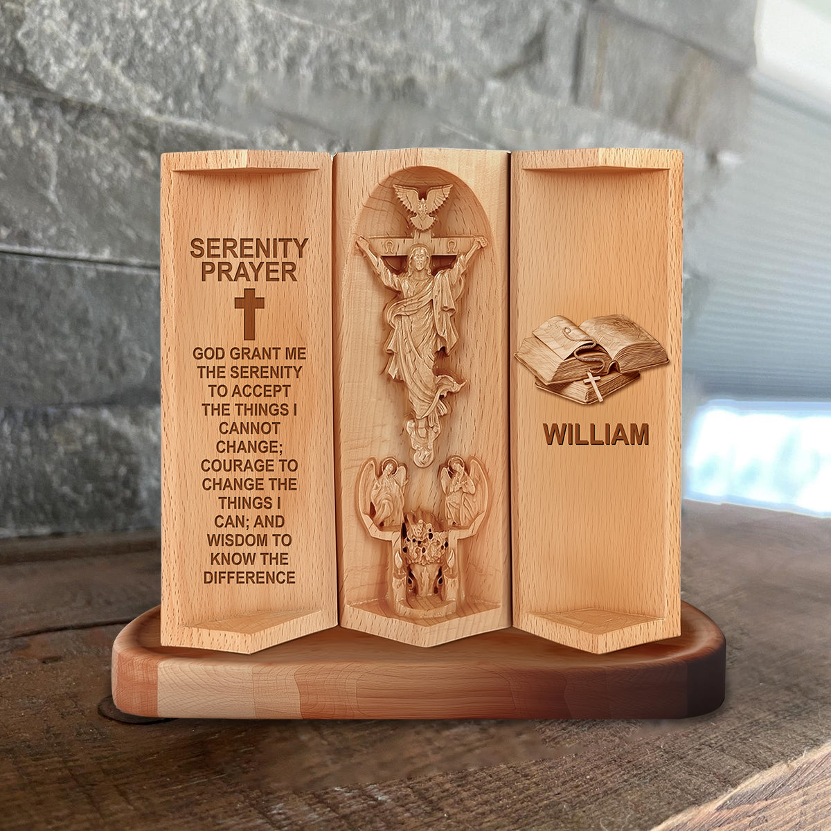 Serenity Prayer - Personalized Christian Custom Shaped Wood Plaque