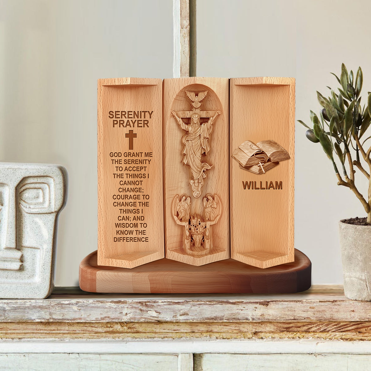 Serenity Prayer - Personalized Christian Custom Shaped Wood Plaque
