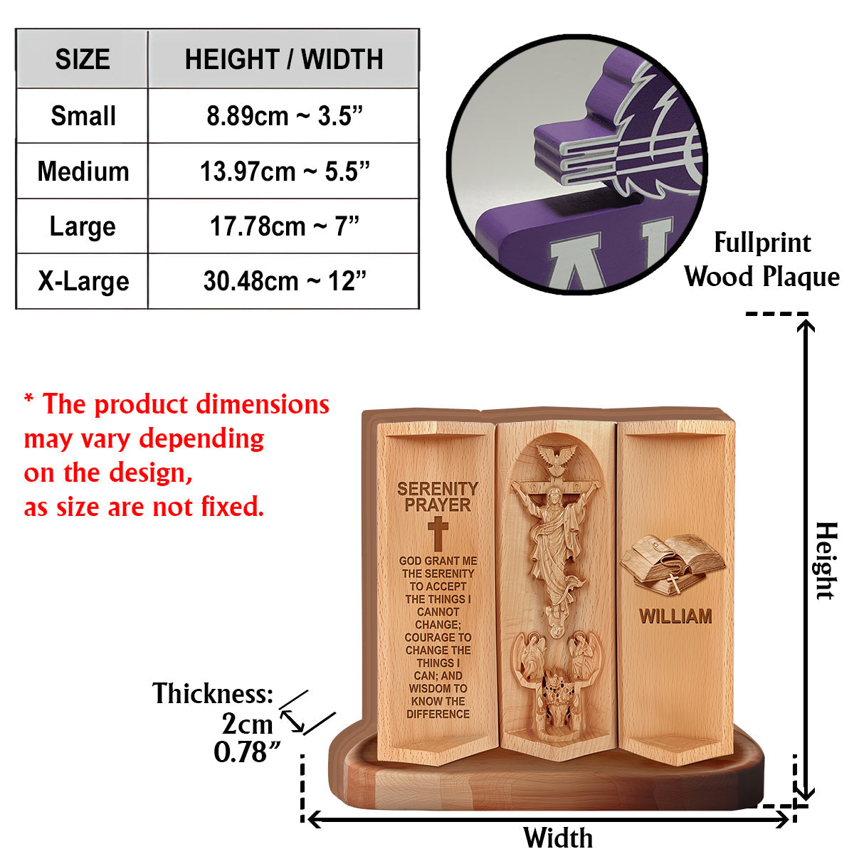 Serenity Prayer - Personalized Christian Custom Shaped Wood Plaque