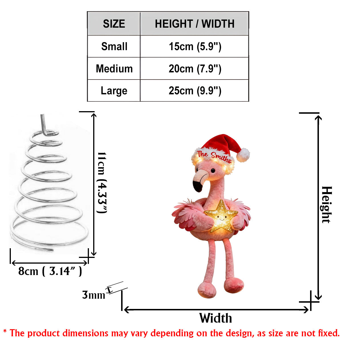 Pink Christmas - Personalized Flamingo LED Light Tree Topper