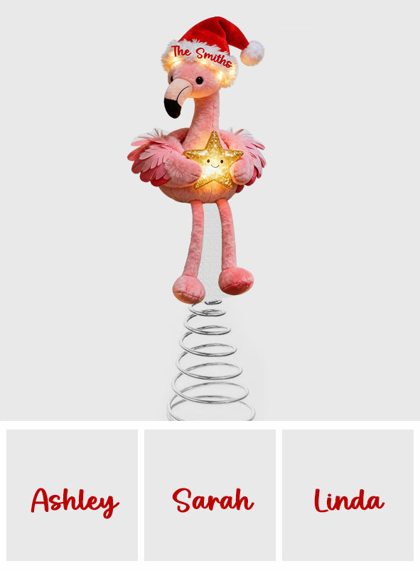 Pink Christmas - Personalized Flamingo LED Light Tree Topper