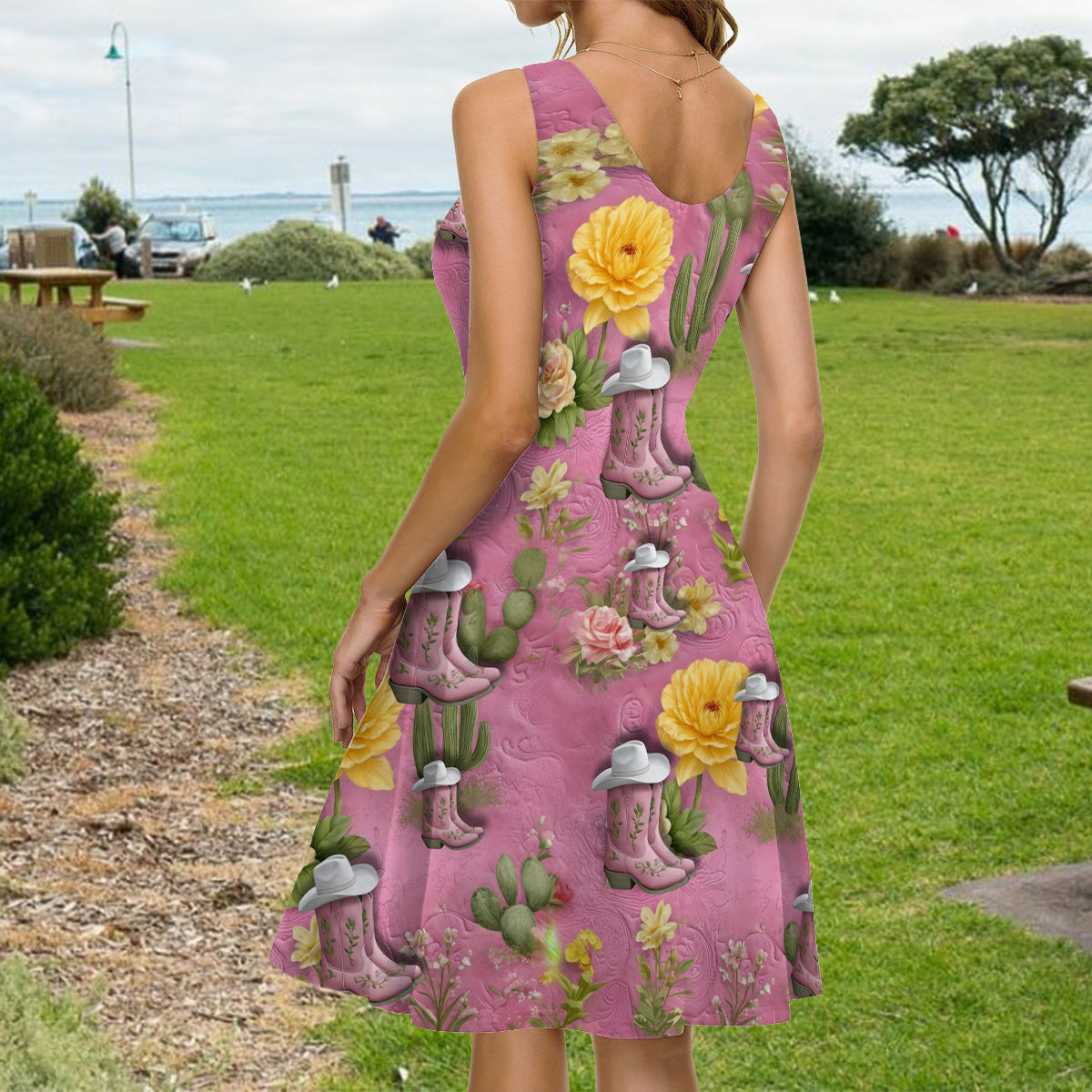 Du und ich, wir schaffen das – Personalisiertes Hawaiihemd und ärmelloses Kleid im Country-Girl-Stil