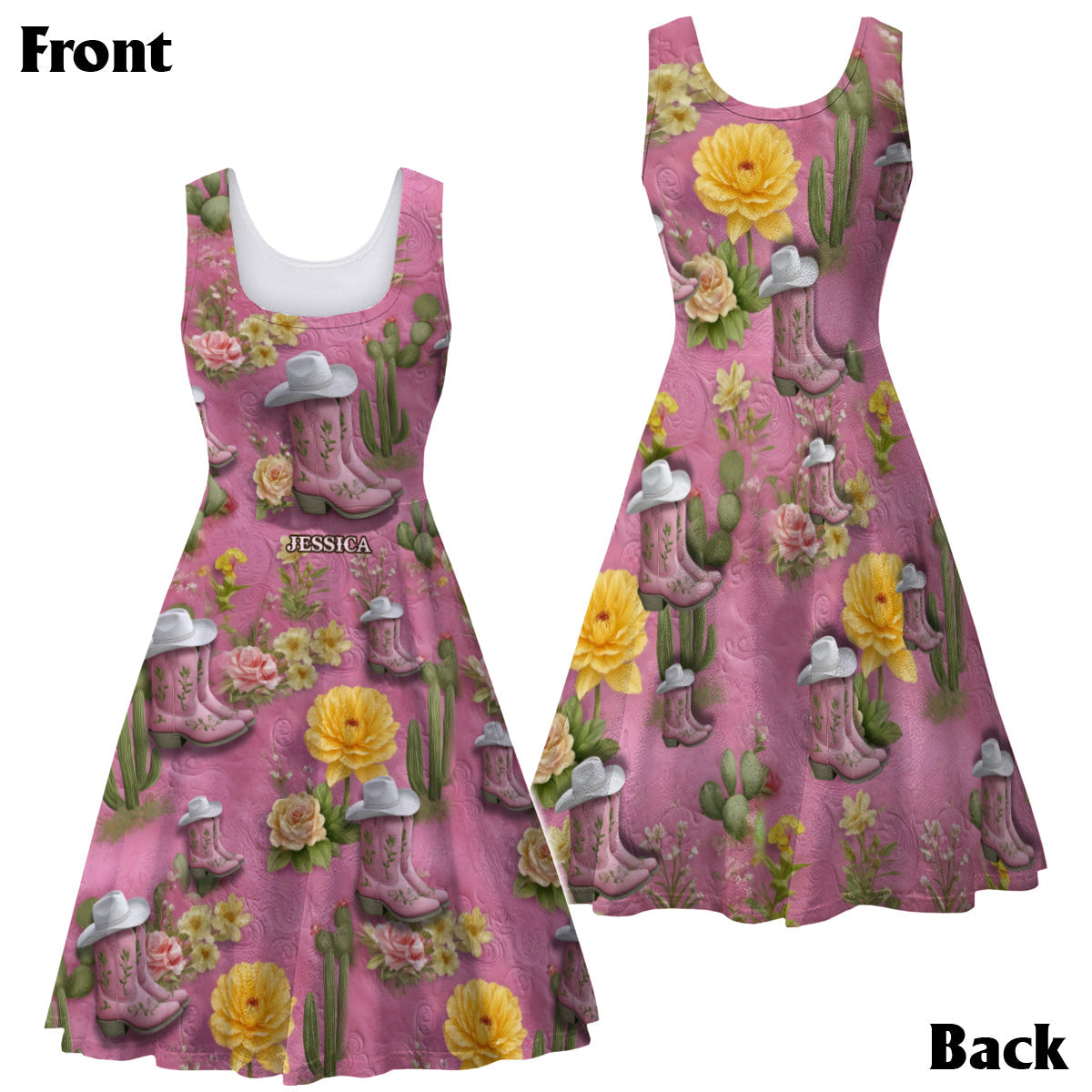 Du und ich, wir schaffen das – Personalisiertes Hawaiihemd und ärmelloses Kleid im Country-Girl-Stil