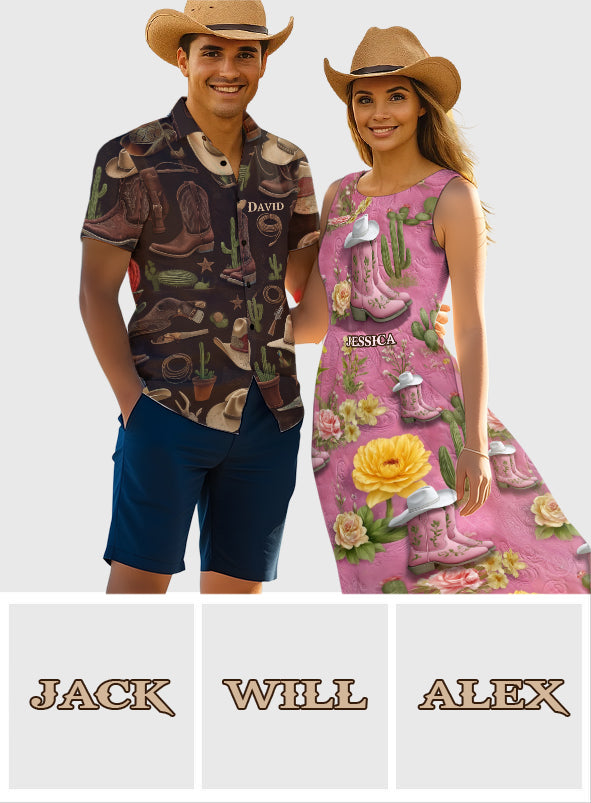 Du und ich, wir schaffen das – Personalisiertes Hawaiihemd und ärmelloses Kleid im Country-Girl-Stil