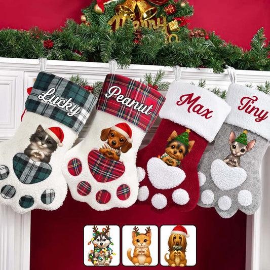 Merry Woofmas! - Personalized Dog Shaped Christmas Stocking