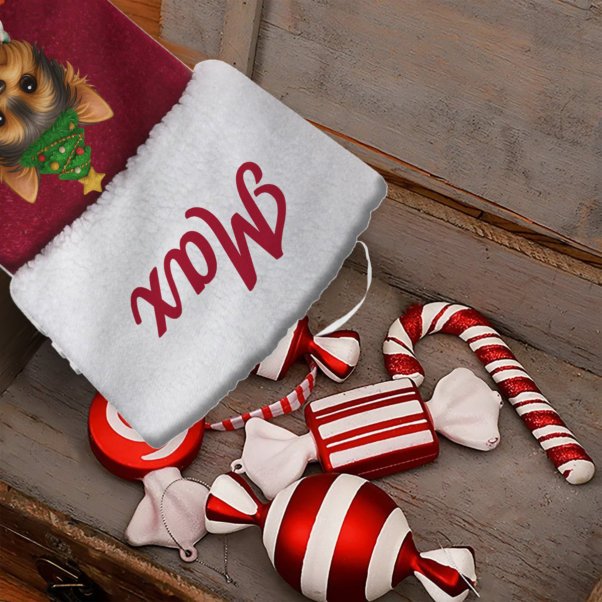 Merry Woofmas! - Personalized Dog Shaped Christmas Stocking