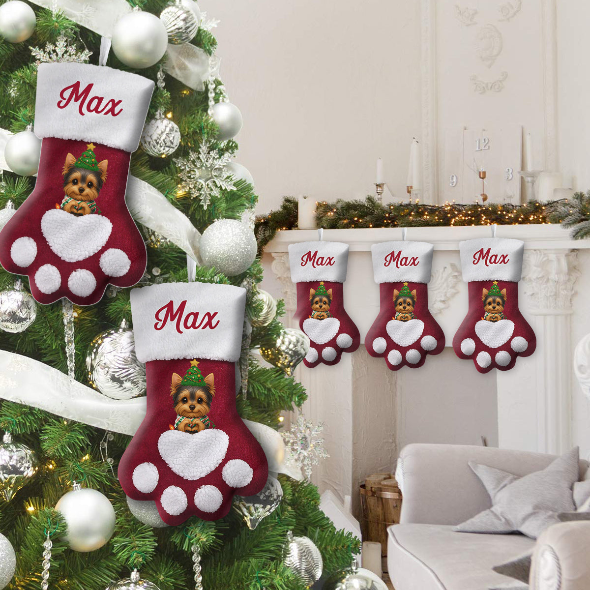 Merry Woofmas! - Personalized Dog Shaped Christmas Stocking