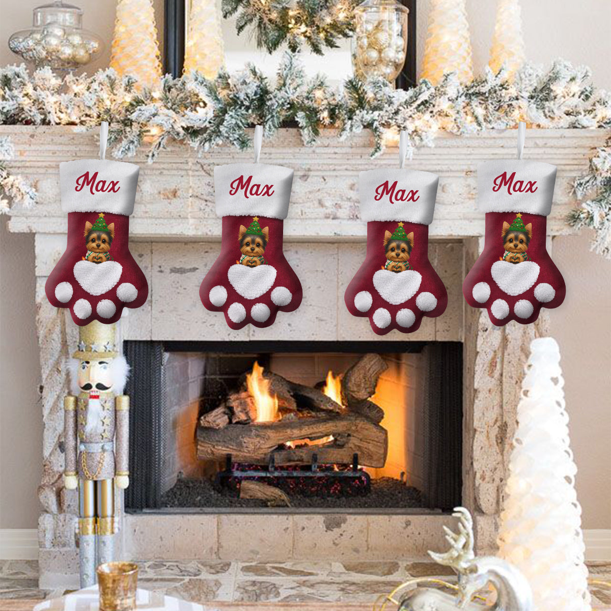 Merry Woofmas! - Personalized Dog Shaped Christmas Stocking