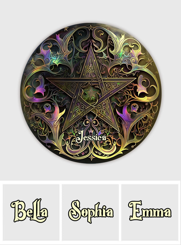 Pentagramm - Personalisierter runder Hexenteppich